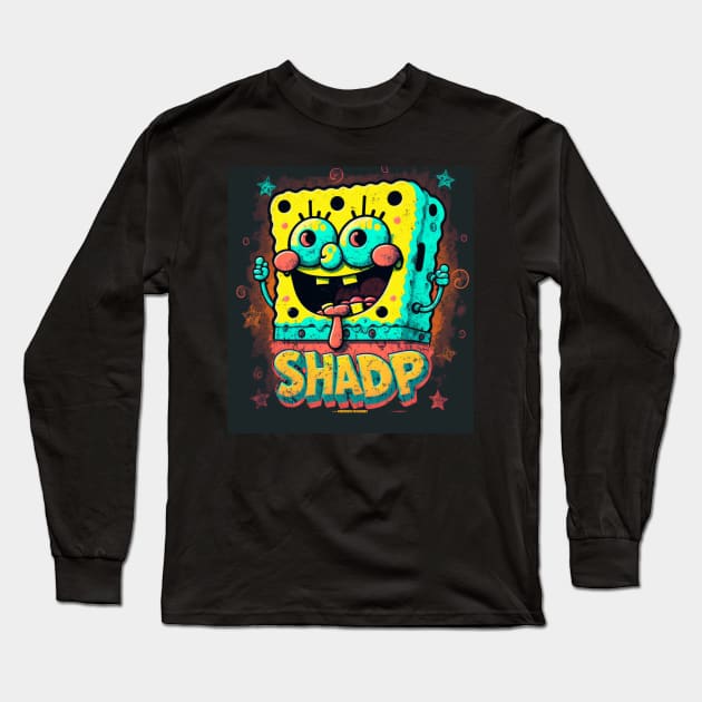 Crazy painting from the cartoon SpongeBob SquarePants Long Sleeve T-Shirt by DreamMeArt